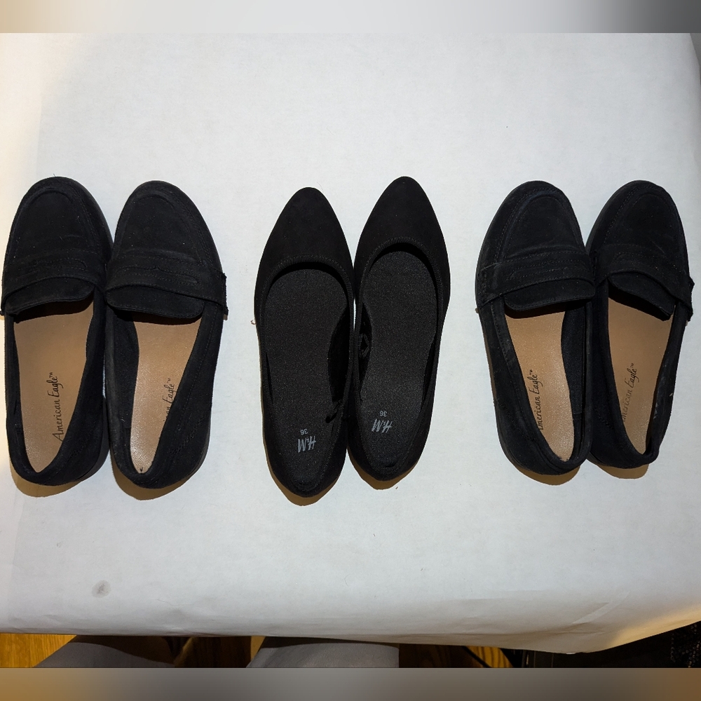 Woman's black flats shoe bundle